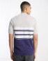 Another Influence Tall colour block zip polo in grey