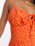 Фото #2 товара Collective the Label exclusive ruched bust mini dress in orange heart print