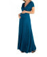 ფოტო #2 პროდუქტის Cap Sleeve V Neck Maternity Maxi Dress