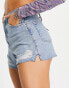 Фото #4 товара Topshop a line mom shorts with rip in mid blue