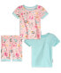 ფოტო #1 პროდუქტის Baby Girls Three Piece Snug Fit Pajama Set