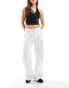 Weekday Jamie linen mix workwear trousers in white