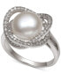 ფოტო #1 პროდუქტის Cultured Freshwater Pearl (9mm) & Cubic Zirconia Statement Ring in Sterling Silver