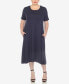 ფოტო #1 პროდუქტის Plus Size Short Sleeve Pocket Swing Midi Dress
