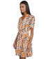 ფოტო #3 პროდუქტის Women's Printed Belted A-Line Dress