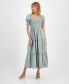 Women's Cotton Smocked Puff-Sleeve Tiered Maxi Dress, Created for Macy's