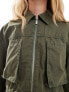 Фото #5 товара ASOS DESIGN cropped shirt with utility pockets in washed khaki co-ord