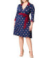 Plus Size Sophisticate Long Sleeve A-Line Wrap Dress Navy dot duo, 1X - фото #3