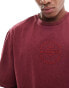 ASOS DESIGN oversized t-shirt in heavyweight 220gsm red wash with chest embroidery