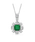 ფოტო #1 პროდუქტის White Gold Plated Green and White Cubic Zirconia Accent Pendant Necklace