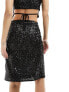 Фото #5 товара Reclaimed Vintage sequin midi skirt co-ord in black