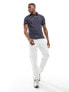 Polo Ralph Lauren icon logo stripe pima cotton polo slim fit in navy/white