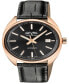 ფოტო #1 პროდუქტის Men's Five Points Black Leather Watch 40mm