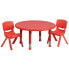 Фото #1 товара 33'' Round Red Plastic Height Adjustable Activity Table Set With 2 Chairs