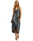 Фото #1 товара Women's Shimmering Metallic Faux-Wrap Style Dress, Created for Macy's