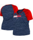 Фото #1 товара Women's Navy Boston Red Sox Plus Size Space Dye Raglan V-Neck T-shirt