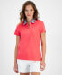 Фото #1 товара Women's Contrast-Collar Polo Short-Sleeve Top