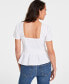 Фото #2 товара Women's Smocked Peplum Top, Created for Macy's