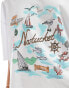 Фото #2 товара ASOS DESIGN relaxed off shoulder t-shirt with nantucket graphic in white