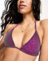 Фото #6 товара ASOS DESIGN mix and match glitter triangle bikini top in pink