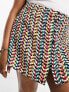 Фото #2 товара ASOS DESIGN Curve button through mini skirt in abstract print