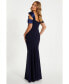 Women's Scuba Crepe Maxi Dress With Satin Asymmetric Neck