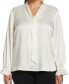 ფოტო #3 პროდუქტის Plus Size Tie Front Long Sleeve Blouse