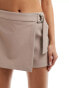 Pimkie wrap front buckle detail skort in beige