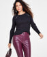 Women's Zipper Detail Ribbed Long Sleeve Sweater, Created for Macy's