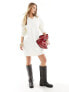 Фото #1 товара ASOS DESIGN v neck long sleeve mini sweat dress in white