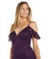 ფოტო #4 პროდუქტის Women's Sequin Lace Cold Shoulder Gown