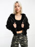 COLLUSION faux suede short aviator jacket in black 34 - фото #1