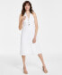 ფოტო #1 პროდუქტის Women's Sleeveless Halter-Neck Button-Front Dress