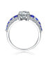 Фото #3 товара Sterling Silver Rhodium Plated with Sapphire Cubic Zirconia Engagement Ring