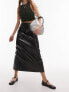 Topshop leather look midi skirt in black snake print