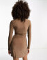 Фото #4 товара ASOS DESIGN square neck wrapped ballet skirt mini dress in taupe