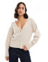 Фото #1 товара Morgan knitted button through balloon sleeve cardigan in beige