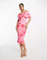Фото #6 товара True Violet folded midi dress in pink floral