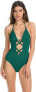 ISABELLA ROSE Women's 236740 Front Plunge Halter One Piece Swimsuit Size S