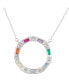ფოტო #4 პროდუქტის Suzy Levian Sterling Silver Cubic Zirconia Rainbow Alternating Banquette Open Circle Necklace