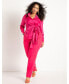 Фото #2 товара Plus Size Satin Collared Blouse With Bow - 30, Hot Pink