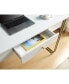 Zen-Inspired Writing Desk with Drawer, USB & Outlet Port - White & Gold