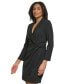Фото #3 товара Women's Shawl-Collar Long-Sleeve Faux-Wrap Dress