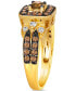 Фото #4 товара Chocolate Diamond & Nude Diamond Halo Double Row Ring (3/4 ct. t.w.) in 14k Gold