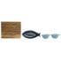 Appetizer Set Home ESPRIT Blue Sky blue Porcelain Acacia Mediterranean Fish 19,5 x 16,5 x 1,3 cm 4 Pieces