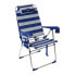 Folding Chair with Headrest Blue/White Striped