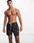 Hollister 5inch guard flamingo print swim shorts in black