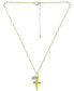 Cubic Zirconia Solitaire & Polished Cross Pendant Necklace in 18k Gold-Plated Sterling Silver, Created for Macy's