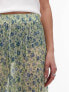 Topshop ditsy floral crinkle trouser in green