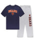 ფოტო #2 პროდუქტის Men's Navy, Heather Gray Chicago Bears Big and Tall T-shirt and Pants Sleep Set